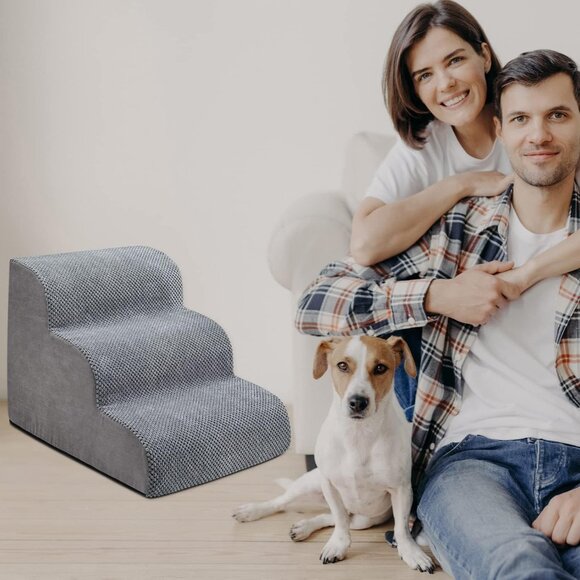 Chic Threads Dog Stairs for Small Dogs, 3-Step Dog Stairs for High Beds - Picture 7 of 8